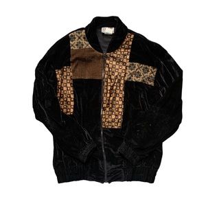 Vintage City Girl by Nancy Bolen Black Velour Patterned Jacket 10